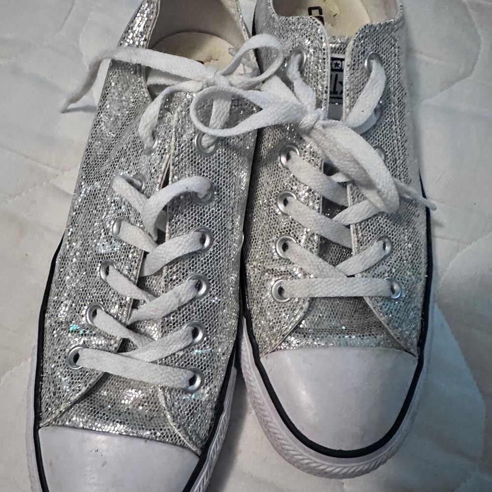 Converse Silver Glitter Sneakers